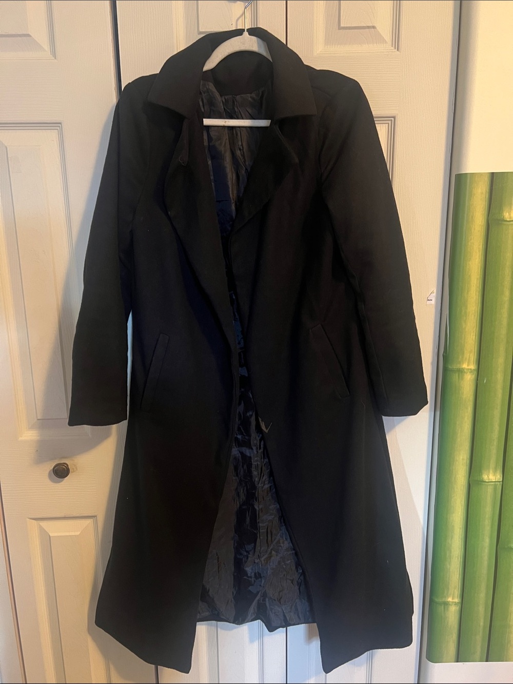 Women's Black Long Trench Coat - Classic Tailored Style